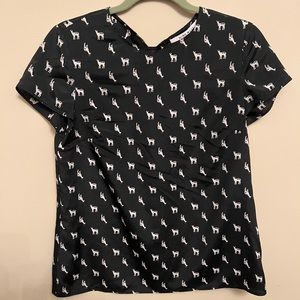 Nine West black animal blouse
